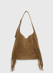 Endless Nights Tassel Faux Suede Shoulder Bag Brown