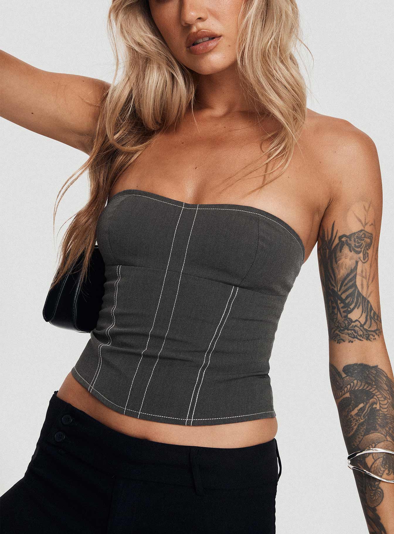 Vacke Strapless Top Grey
