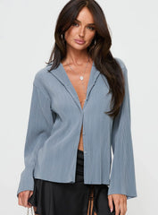 Louie Pleated Shirt Blue