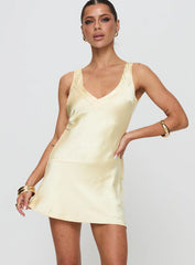 Kingslie Low Back Mini Dress Baby Yellow