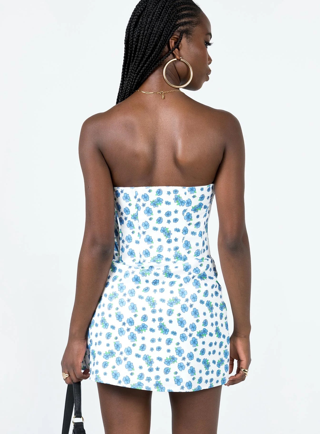 In The Moment Strapless Mini Dress White / Blue