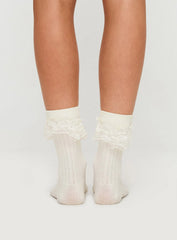 Josefina Frill Sock White
