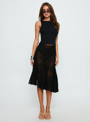 Mellissa Sheer Textured Midi Skirt Black