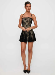 Delamere Lace Mini Dress Black