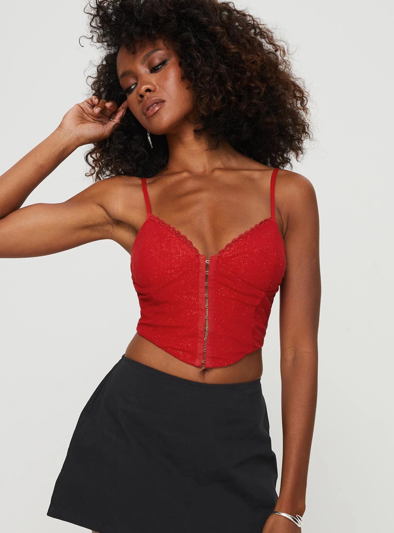 Palisade Corset Top Red Glitter