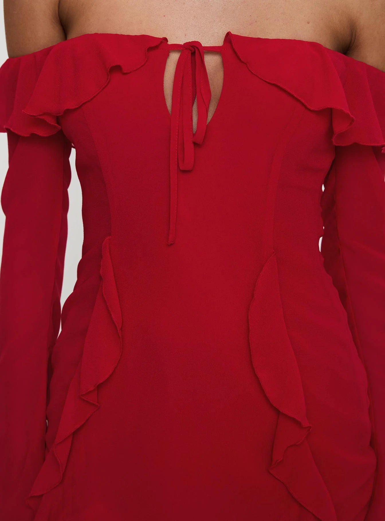 Mollins Long Sleeve Mini Dress Red