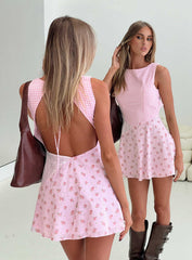 Kandie Patchwork Mini Dress Pink Multi Petite