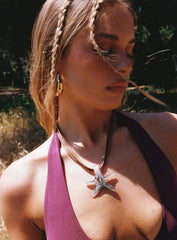 Fire Sign Glass Look Star Pendant Necklace Multi