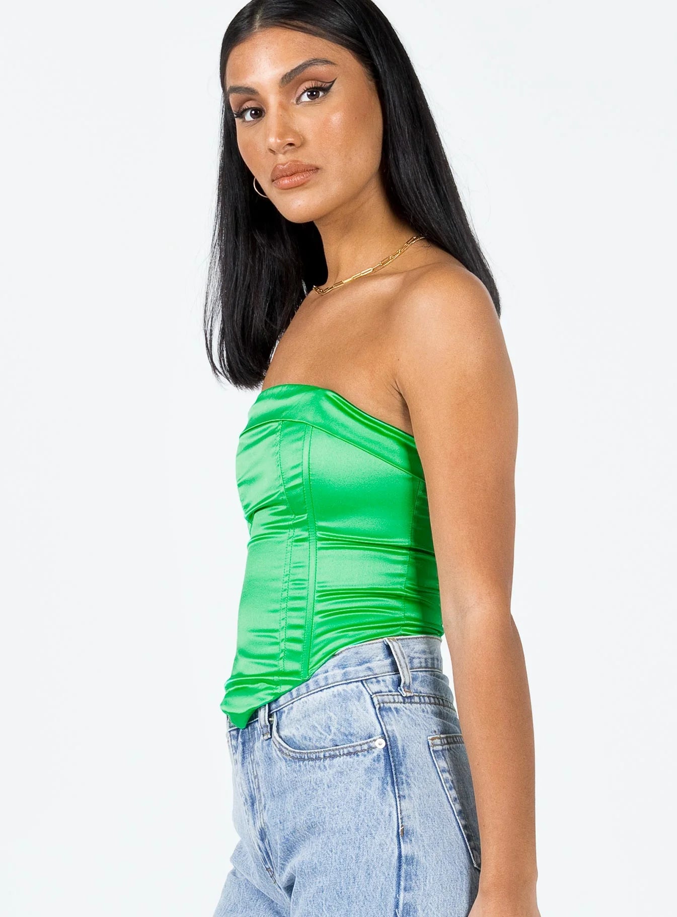 Daris Strapless Top Green