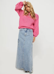 Harmony Balloon Sleeve Knit Sweater Pop Pink