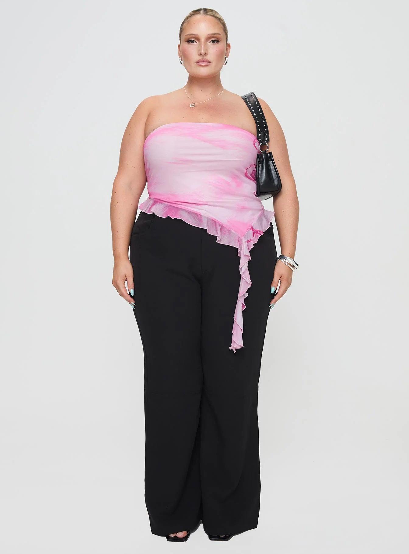 Travessa Asymmetric Tube Top Pink Curve