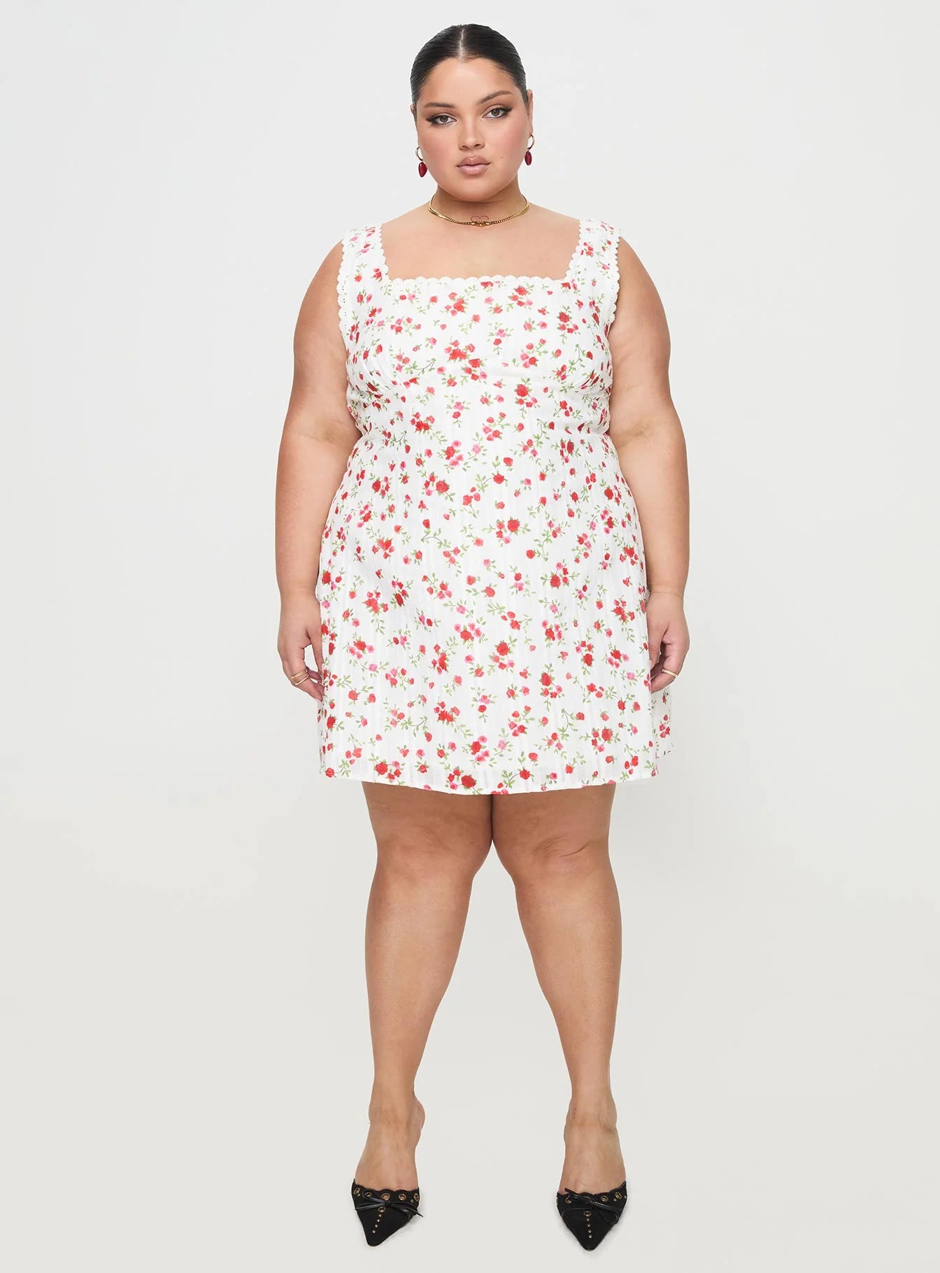 Dasha Mini Dress White Floral Curve