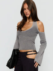 Novelia Halter Long Sleeve Top Black / Grey