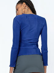 Gowan Long Sleeve Plisse Top Blue
