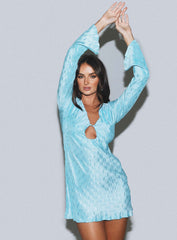 Breah Long Sleeve Mini Dress Blue