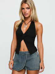 No Hard Feelings Twist Top Black