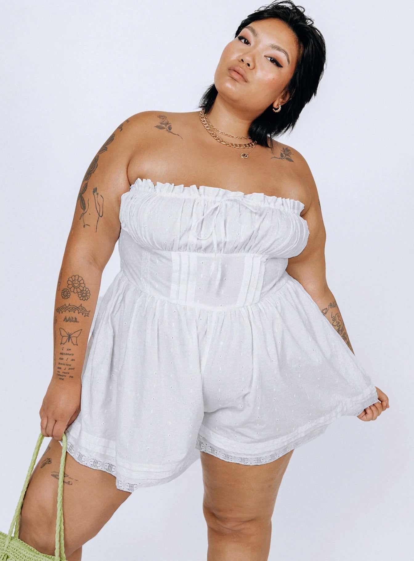 VIP Strapless Romper White Curve