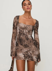 Suareza Long Sleeve Mini Dress Leopard