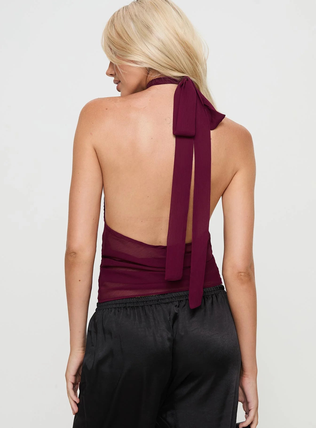 Lux Tie Top Burgundy
