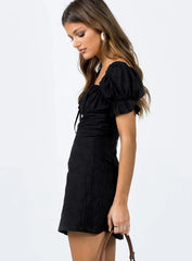 White Rose Mini Dress Black