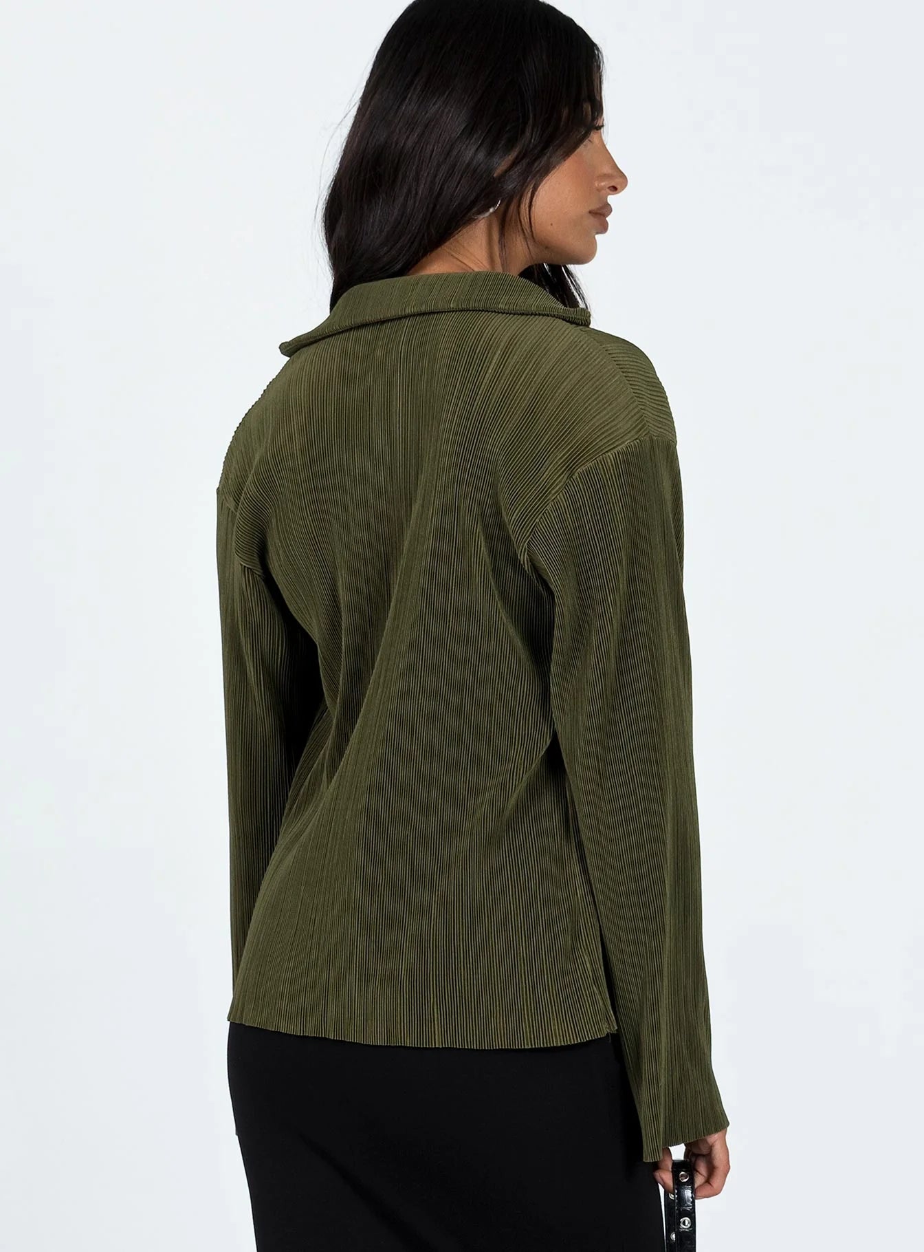 Louie Pleated Shirt Olive