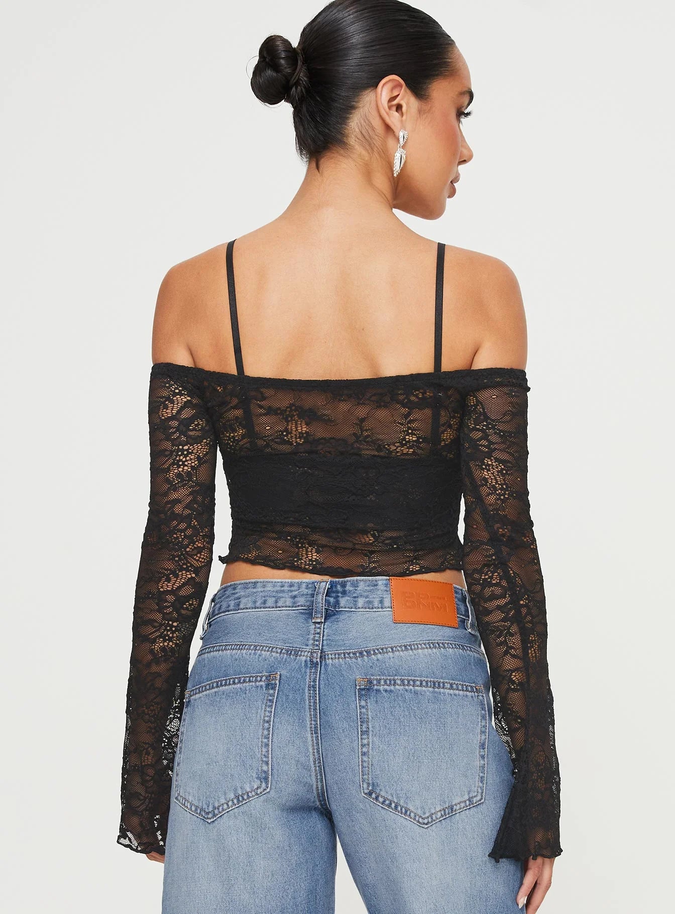 Rulfo Lace Off The Shoulder Top Black