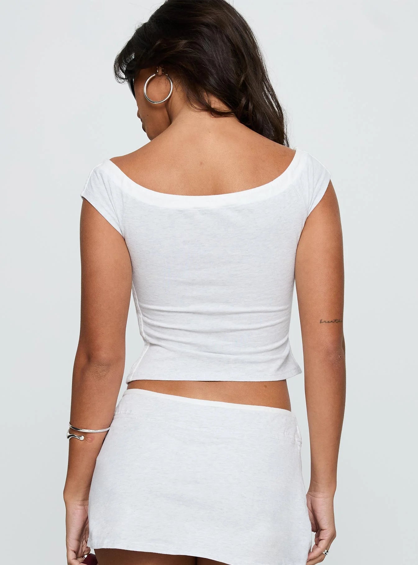 98 Baby Off the Shoulder Top Grey Marle