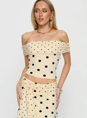 Aneira Off Shoulder Top Cream Polka