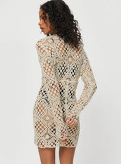 Atzaro Crochet Mini Dress Almond