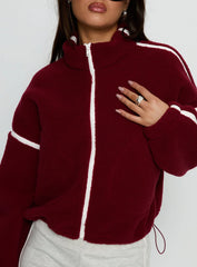 Sammee Polar Fleece Contrast Zip Through Jacket Red