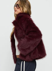 Liannah Faux Fur Jacket Red