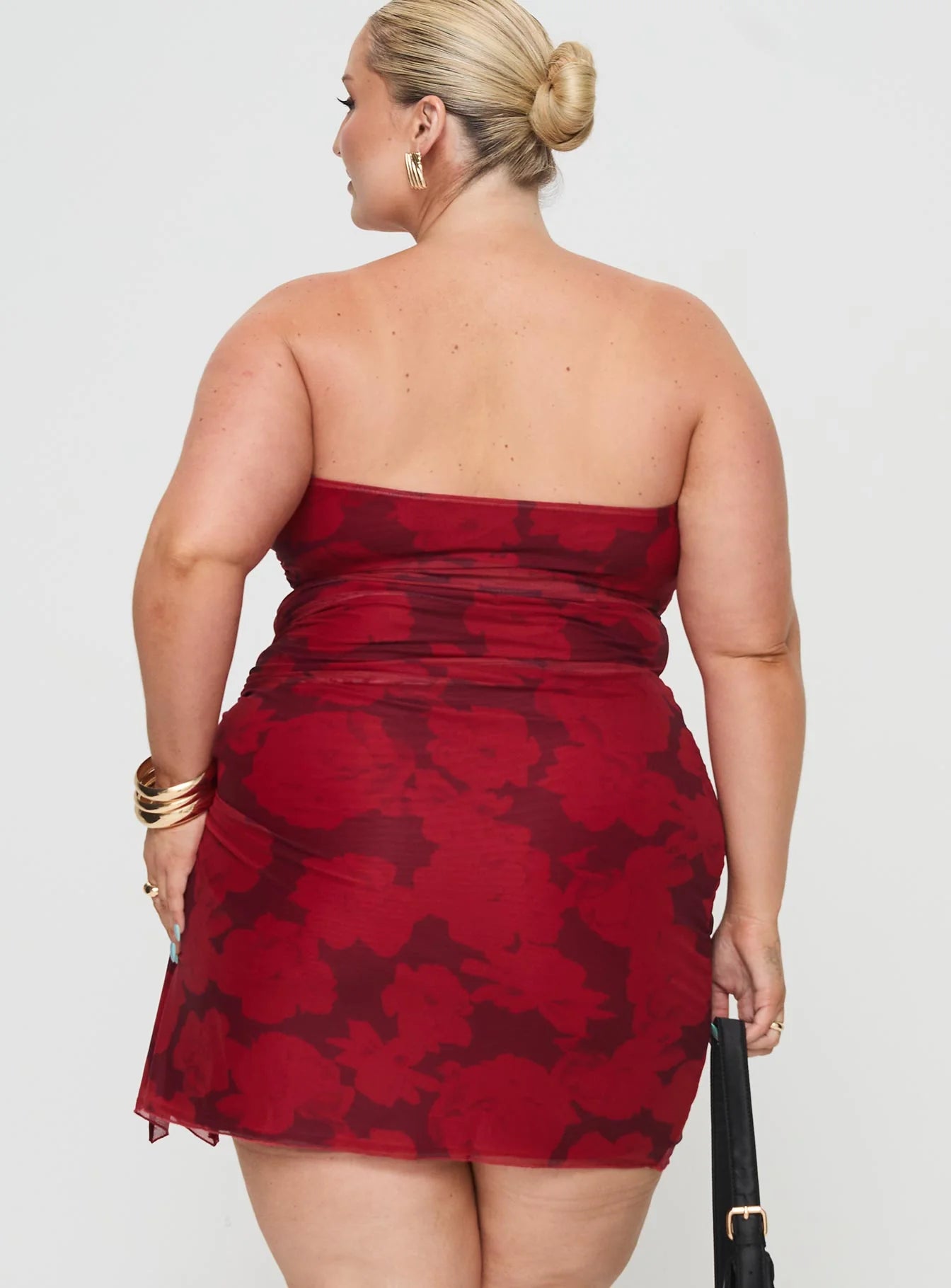 Donelli Mini Dress Burgundy / Red Floral Curve
