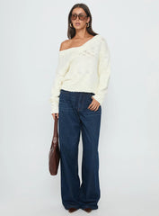 Talassa V Neck Knit Sweater White