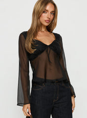 Beecher Sheer Long Sleeve Top Black