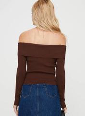 Infinity Off The Shoulder Top Brown