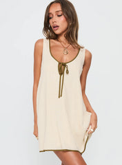 All My Loving Contrast Babydoll Mini Dress Cream