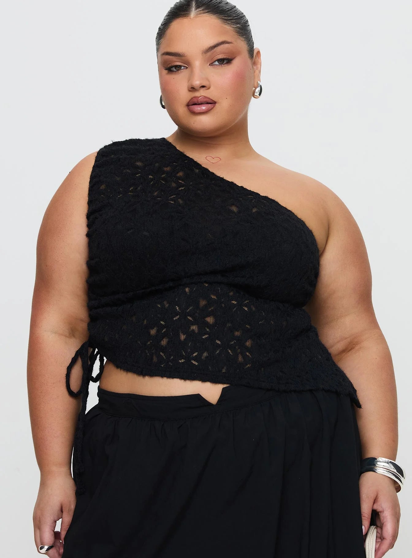 Sensua One Shoulder Top Black