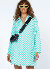 Loraine Shirt Mini Dress Blue Check