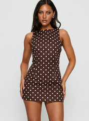 Yumiko Romper Brown Polka