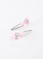 Waltz Bow Hair Clip Pack Pink / Silver