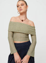 Vosti Off The Shoulder Top Olive