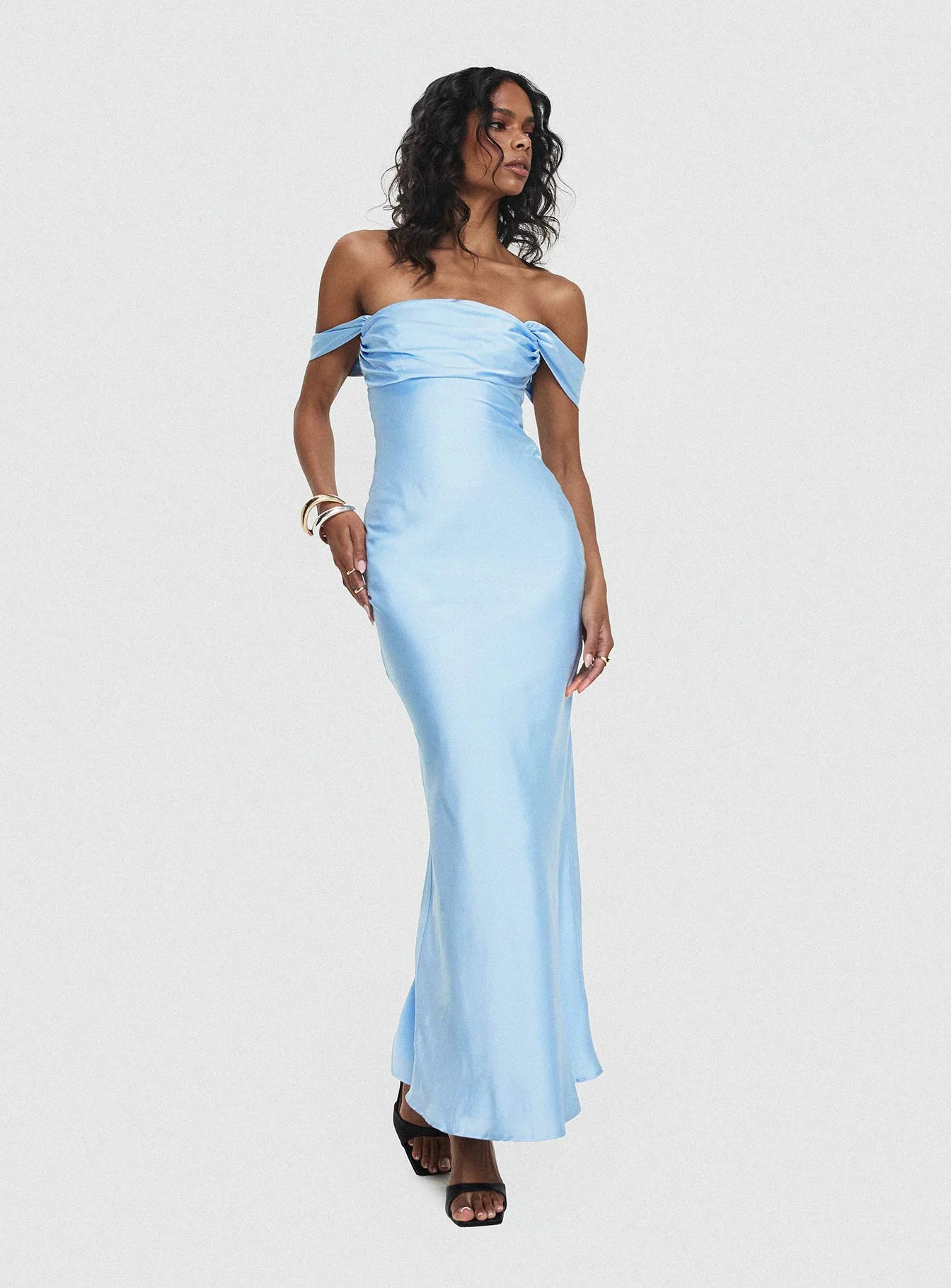 Azura Off The Shoulder Maxi Dress Blue