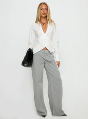 Jolanna Long Sleeve Wrap Top White