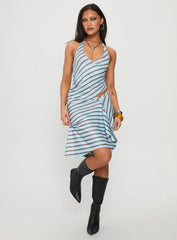 Esmeray Midi Skirt Blue Stripe