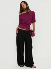 Ashlinn Off Shoulder Drapey Top Cherry Lacquer