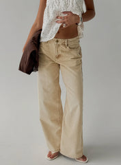Serenitia Mid Rise Relaxed Jeans Sandy Brown Wash