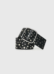 Wanna Find Out Faux Leather Belt Black Silver