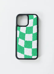 Avenue Check Textured iPhone Case Green / White