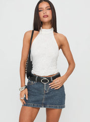 Nickei Denim Mini Skirt Washed Blue