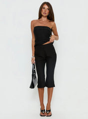 Isalyn Tailored Capri Pants Black Pinstripe